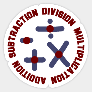 addition subtraction division multiplication math gift symbol design Sticker